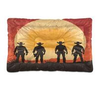 Ttgoth Western Cowboy Dog Bed Mat Crate Pad Soft Washable Kennel Pad Pet Sleeping Mat with Anti-Slip Bottom for Large Medium Small Dogs, 60.9x91.4 cm
