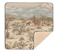 Ttgoth Western Desert Baby Play Mat for Floor 127x127cm Soft Foldable Crawling Mat Waterproof Non-Slip Floor Mat Kids Playmat for Infants Babies Toddlers