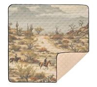 Ttgoth Western Desert Baby Play Mat for Floor 127x127cm Soft Foldable Crawling Mat Waterproof Non-Slip Floor Mat Kids Playmat for Infants Babies Toddlers