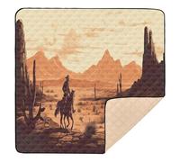 Ttgoth Western Desert Cowboy Baby Play Mat for Floor 127x127cm Soft Foldable Crawling Mat Waterproof Non-Slip Floor Mat Kids Playmat for Infants Babies Toddlers