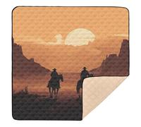 Ttgoth Western Desert Cowboy Baby Play Mat for Floor 127x127cm Soft Foldable Crawling Mat Waterproof Non-Slip Floor Mat Kids Playmat for Infants Babies Toddlers