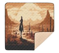 Ttgoth Western Desert Cowboy Baby Play Mat for Floor 127x127cm Soft Foldable Crawling Mat Waterproof Non-Slip Floor Mat Kids Playmat for Infants Babies Toddlers