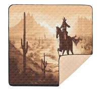 Ttgoth Western Desert Cowboy Baby Play Mat for Floor 127x127cm Soft Foldable Crawling Mat Waterproof Non-Slip Floor Mat Kids Playmat for Infants Babies Toddlers