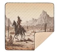 Ttgoth Western Desert Cowboy Baby Play Mat for Floor 127x127cm Soft Foldable Crawling Mat Waterproof Non-Slip Floor Mat Kids Playmat for Infants Babies Toddlers