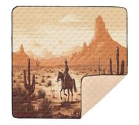 Ttgoth Western Desert Cowboy Baby Play Mat for Floor 127x127cm Soft Foldable Crawling Mat Waterproof Non-Slip Floor Mat Kids Playmat for Infants Babies Toddlers