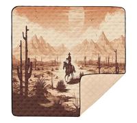 Ttgoth Western Desert Cowboy Baby Play Mat for Floor 127x127cm Soft Foldable Crawling Mat Waterproof Non-Slip Floor Mat Kids Playmat for Infants Babies Toddlers