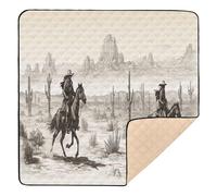 Ttgoth Western Desert Cowboy Baby Play Mat for Floor 127x127cm Soft Foldable Crawling Mat Waterproof Non-Slip Floor Mat Kids Playmat for Infants Babies Toddlers