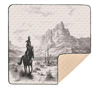 Ttgoth Western Desert Cowboy Baby Play Mat for Floor 127x127cm Soft Foldable Crawling Mat Waterproof Non-Slip Floor Mat Kids Playmat for Infants Babies Toddlers