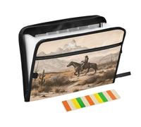 Ttgoth Westside Cowboy Accordion File Organizer 13 Pockets Expanding File Folder with Labels A4 Document Holder Portable Receipt & Document Organizer for School, Office & Business
