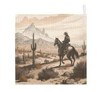 Ttgoth Westside Cowboy Baby Muslin Washcloths, 5 Pack 4-Layer Cotton Face Towels with Hanging Loop, Soft Absorbent Wash Cloths for Newborns, 30 x 30 cm