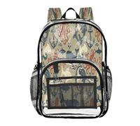Ttgoth Whale Clear Backpack Heavy Duty Stadium Approved Transparent Backpack See Through Bookbag with Multiple Pockets for School, Security, Work & Trave