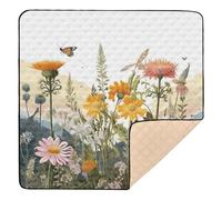 Ttgoth Wild Flower Baby Play Mat for Floor 127x127cm Soft Foldable Crawling Mat Waterproof Non-Slip Floor Mat Kids Playmat for Infants Babies Toddlers