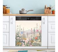 Ttgoth Wild Flower Dishwasher Magnet Cover Decorative Magnetic Dish Washer Front Door Cover Panel Decal Trimmable Magnet Sticker for Kitchen Appliance Decor 23 x 26 Inch