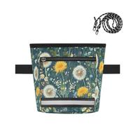 Ttgoth Wildflowers Dog Treat Pouch for Training, Hands-Free Treat Bag with Magnetic Closure, Adjustable Waist Belt & Reflective Strip, Waterproof Puppy Snack Reward Bag for Pet Walking