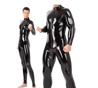 TTHFEOMDFJN 100% Natural Latex Halloween Uniform Custom Cosplay The Zipper In The Front Passes,XXL,black