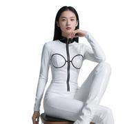 TTHFEOMDFJN 100% Natural Latex Rubber Halloween Uniform Handmade Custom Cosplay Black And White,XL,white