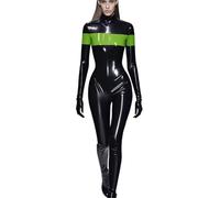 TTHFEOMDFJN Latex Rubber Gummi Suit Uniform Cosplay Handmade Party Light Green And Black,4XL,green And Black