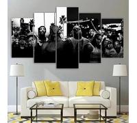 TTianm 5 Panel Canvas Wall Art，Black and White Hip Hop Rap Legend，Artwork Wall Decor Home Picture for Bedroom Living Room Paintings Posters Framed