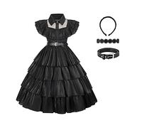TTIAOYU - Wednesday Addams Costume for Girls Party Dress for Toddler Kids Princess Merlin Cosplay (2-3 Years)