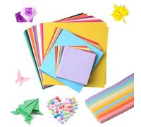 TTIAYAO 300 Sheets Square Origami Paper Set & 540 Sheets Origami Star Paper Strips, 20 Colors 10/15/20cm Tri-Size Double-Sided Coloured Square Folding Paper for Crafts Arts & Lucky Star Folding