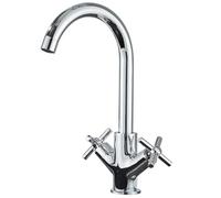 TTICCTIY Kitchen Sink Mixer Tap Monobloc 360 Swivel Spout Chrome Brass Dual Lever Kitchen Sink Taps UK Standard 1 Hole Deck Mount