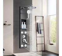 TTICCTIY Shower Panel Tower System Stainless Steel Wall-Mounted Hydraulic Hydromassage Shower Rainfall Shower Bathroom Shower Panel Column Tower Black
