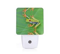 TTIGLHOH Animal Frog Leaf Leaves Led Night Light Plug Into Wall, Fashion Printed Nightlight with Dusk to Dawn Sensor for Hallway Room Stairway