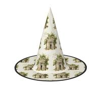 TTIGLHOH Antique Building With Roman Olive Branch And Greek Printing 1 Pieces Halloween Witch Hat Carnivals Lightweight Foldable Ideal For Cosplay