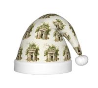 TTIGLHOH Antique Building With Roman Olive Branch And Greekchildren'S Santa Hat Christmas Xmas Velvet Comfort Thicken Fur Holiday
