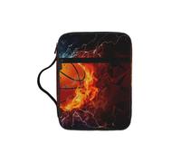 TTIGLHOH Basketball Flames and Waterdrops Printed Bible Storage Bag, Water Resistant Oxford Cloth Carrier, Church Study Organizer Case