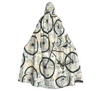 TTIGLHOH Bicycle Printing Large Hooded Cloak Adult Halloween Hooded 57.8 Inches Long Ideal For Wizard Robe
