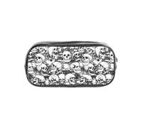 TTIGLHOH Black and White Skulls Pattern Printed Transparent Pen Case, Waterproof Cosmetic Organizer, Portable Carryall for Art Tools