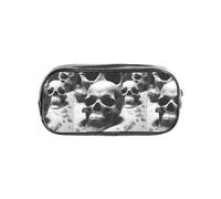 TTIGLHOH Black and White Skulls Printed Transparent Pen Case, Waterproof Cosmetic Organizer, Portable Carryall for Art Tools