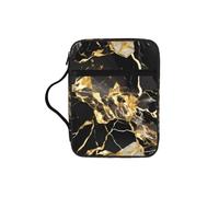 TTIGLHOH Black Marble Texture Golden Printed Bible Storage Bag, Water Resistant Oxford Cloth Carrier, Church Study Organizer Case