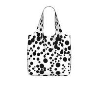 TTIGLHOH Black & White Big Dot Printed Reusable Shopping Bag Foldable, Lightweight Tote Bag 25L for Grocery Travel Commuting