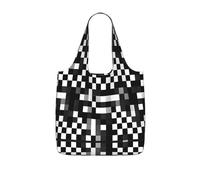 TTIGLHOH Black White Formula Checkered Pattern Printed Reusable Shopping Bag Foldable, Lightweight Tote Bag 25L for Grocery Travel Commuting