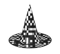TTIGLHOH Black White Formula Checkered Pattern Printing 1 Pieces Halloween Witch Hat Carnivals Lightweight Foldable Ideal For Cosplay
