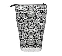 TTIGLHOH Black White Snake Skin Standing Pencil Case for Girls Boys,Telescopic Pen Pouch for Kids Big Capacity for School