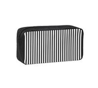 TTIGLHOH Black & White Stripe Printed Wide-Open Pen Bag, Soft Fabric High Capacity Case, Aesthetic Stationery for School Use