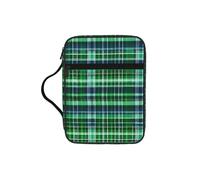 TTIGLHOH Blue and Green Scottish Tartan Printed Bible Storage Bag, Water Resistant Oxford Cloth Carrier, Church Study Organizer Case