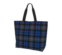 TTIGLHOH Blue And Green Scottish Tartan Printed Women'S Tote Bag, Reusable Shoulder Bag, Large Handbags For Work, School, Shopping, And Outdoor Activities