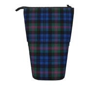 TTIGLHOH Blue and Green Scottish Tartan Standing Pencil Case for Girls Boys,Telescopic Pen Pouch for Kids Big Capacity for School