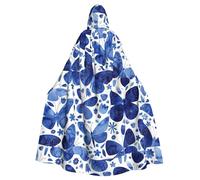 TTIGLHOH Blue Butterflies Printing Large Hooded Cloak Adult Halloween Hooded 57.8 Inches Long Ideal For Wizard Robe