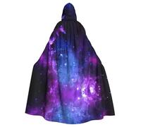 TTIGLHOH Blue Galaxy Long Cape With Hood,Adult Gothic Robe,For Masquerade Ball Medieval Larp Costume Wear
