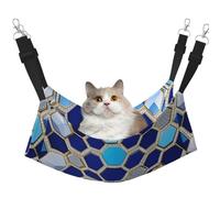 TTIGLHOH Blue Hexagons And Diamond Pet Hammock Cats Ferret Hammock Soft Bed Suitable For Pet Guinea Pig Hamster Kitten