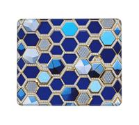 TTIGLHOH Blue Hexagons And Diamond Thick Desk Pad Mouse Mat With Lock Stitch Edge, Stable Non-Slip Surface For Computer Use