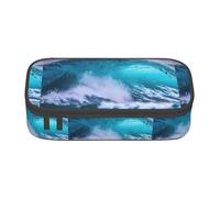TTIGLHOH Blue Ocean Wave Large Capacity Pencil Case,Stylish Pen Bags Pencils Pouch Organizer for Office College School