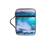 TTIGLHOH Blue Ocean Wave Printed Bible Storage Bag, Water Resistant Oxford Cloth Carrier, Church Study Organizer Case