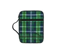 TTIGLHOH Blue Scottish Tartan Printed Bible Storage Bag, Water Resistant Oxford Cloth Carrier, Church Study Organizer Case