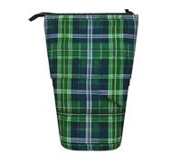 TTIGLHOH Blue Scottish Tartan Standing Pencil Case for Girls Boys,Telescopic Pen Pouch for Kids Big Capacity for School